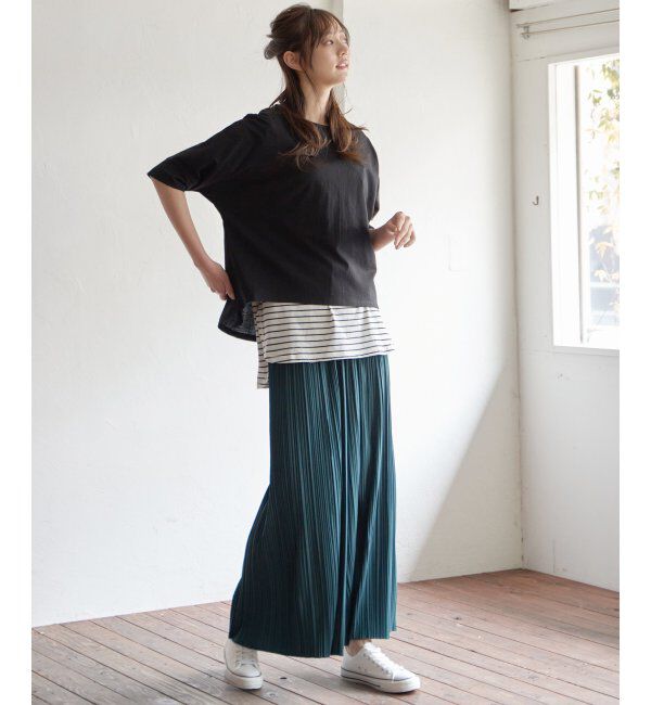 ikka「【雑誌 InRed 6月号掲載】【接触冷感／UVカット】コットンUSA裾ラウンドノースリプルオーバー」|タンクトップ|