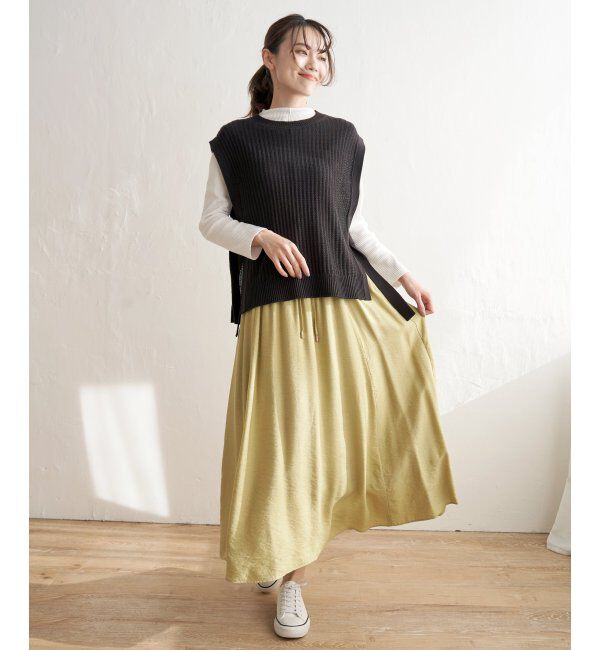 ikka「サイドリボンニットベスト」|ニット・セーター|