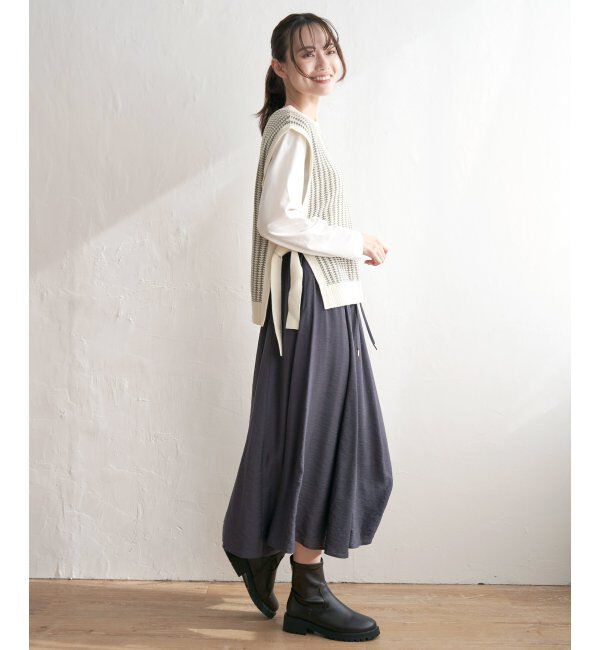 ikka「サイドリボンニットベスト」|ニット・セーター|