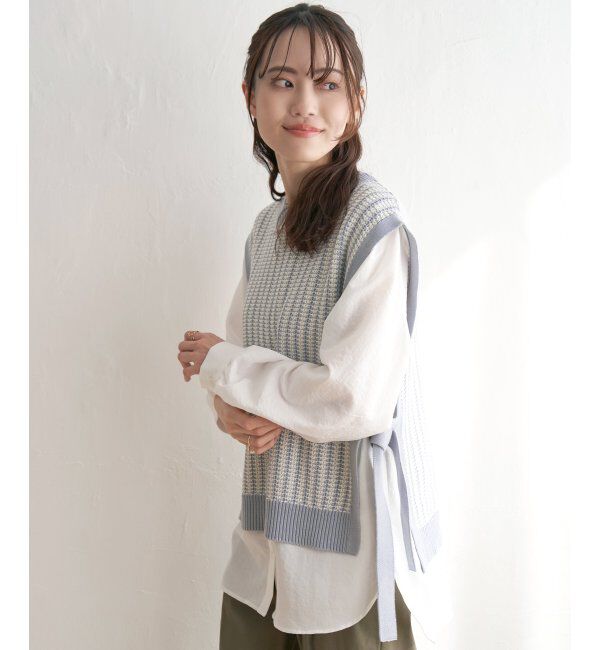 ikka「サイドリボンニットベスト」|ニット・セーター|