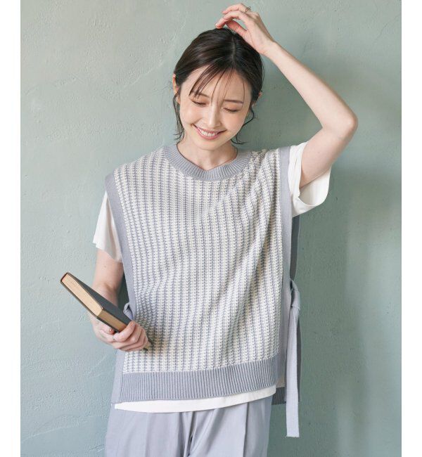 ikka「サイドリボンニットベスト」|ニット・セーター|