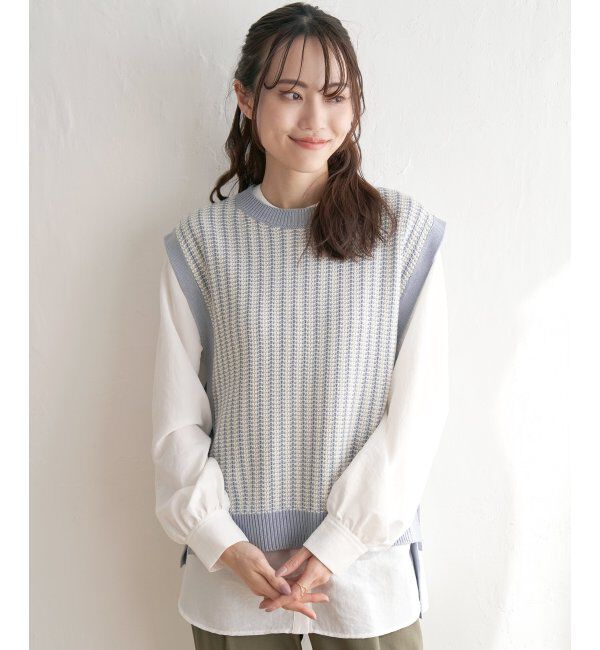 ikka「サイドリボンニットベスト」|ニット・セーター|