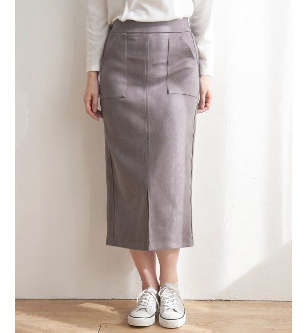 ikka「カットスエードタイトスカート」|スカート|