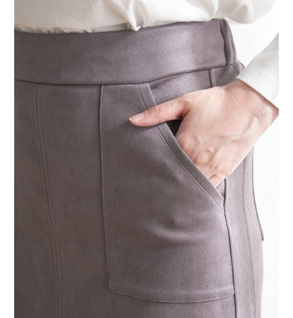 ikka「カットスエードタイトスカート」|スカート|