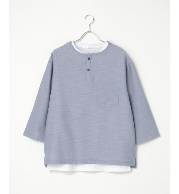 ikka「【イージーケア／吸水速乾】7分ヘンリーシャツTインナーセット【2点セット】」|シャツ・ブラウス|