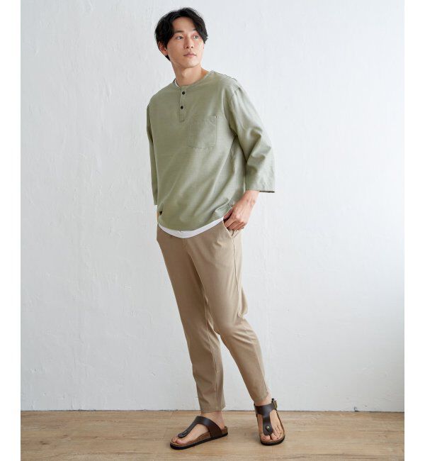 ikka「【イージーケア／吸水速乾】7分ヘンリーシャツTインナーセット【2点セット】」|シャツ・ブラウス|