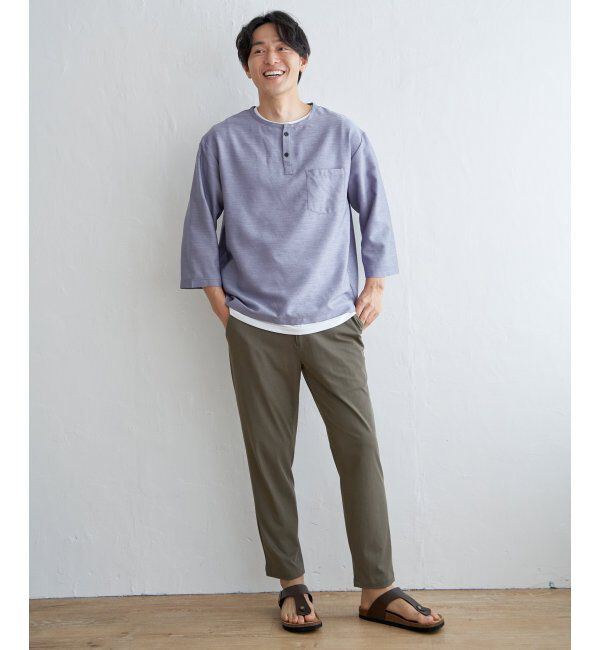 ikka「【イージーケア／吸水速乾】7分ヘンリーシャツTインナーセット【2点セット】」|シャツ・ブラウス|