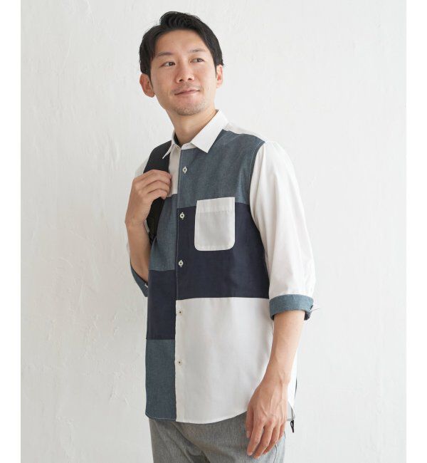 ikka「７ブブロックススエードキリカエＳＨ」|シャツ・ブラウス|