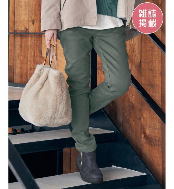 ikka「ボンディングスキニーパンツ」|その他|グリーン