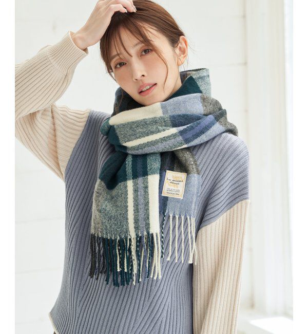 ikka「ウォッシャブルマルチチェックマフラー」|マフラー|グリーン