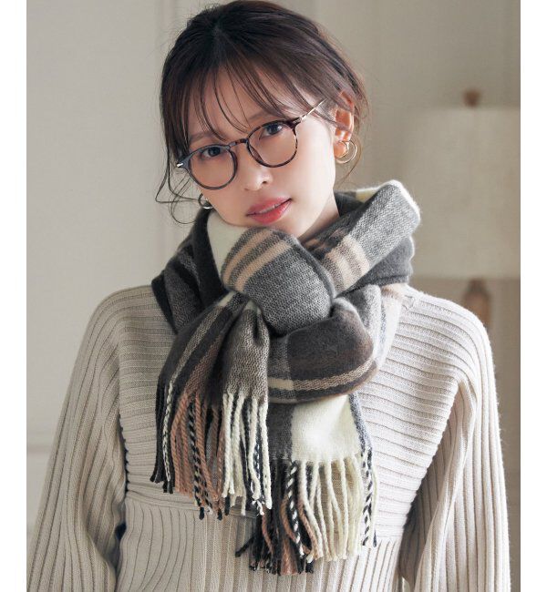 ikka「ウォッシャブルマルチチェックマフラー」|マフラー|ベージュ