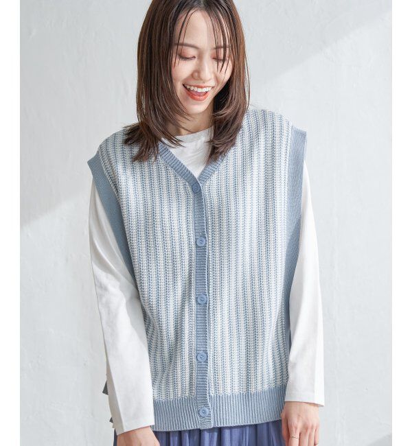 ikka「2WAYサイドリボンニットベスト」|ニット・セーター|
