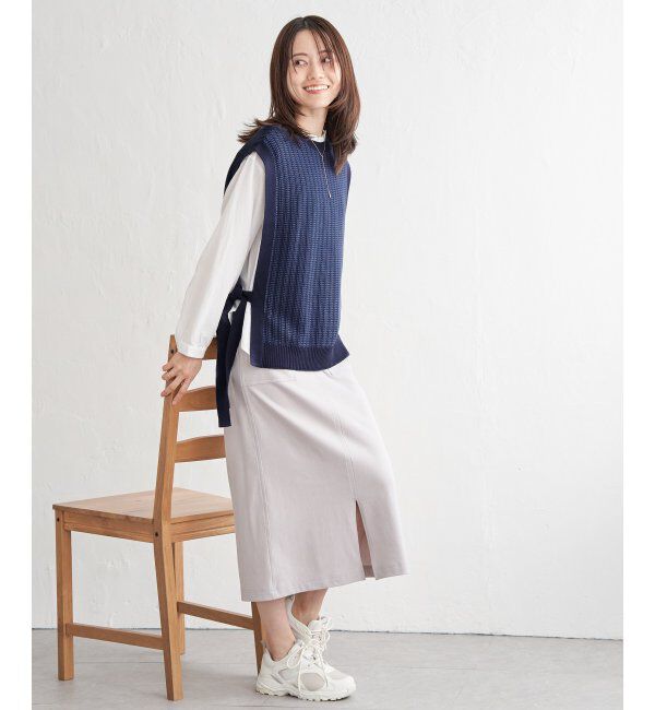 ikka「2WAYサイドリボンニットベスト」|ニット・セーター|
