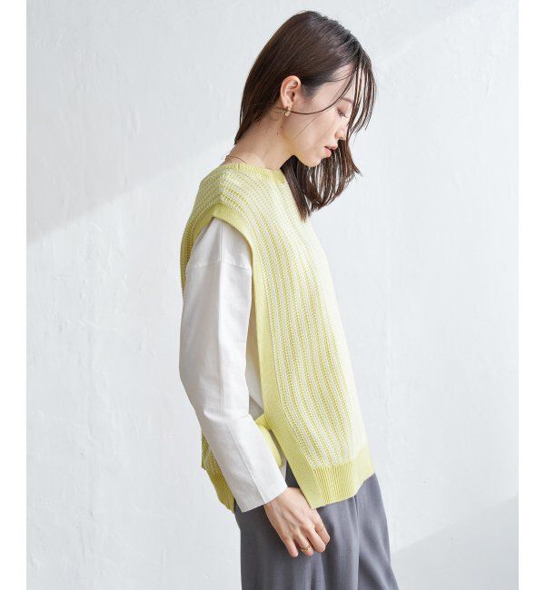 ikka「2WAYサイドリボンニットベスト」|ニット・セーター|