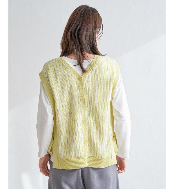 ikka「2WAYサイドリボンニットベスト」|ニット・セーター|