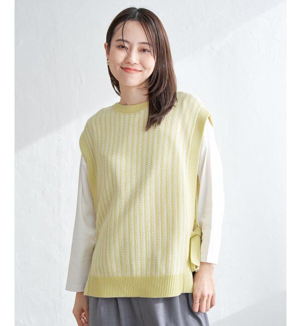 ikka「2WAYサイドリボンニットベスト」|ニット・セーター|