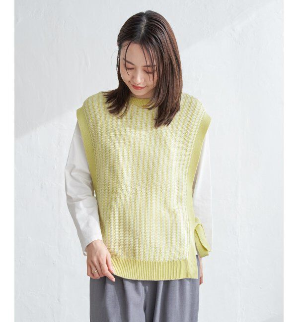ikka「2WAYサイドリボンニットベスト」|ニット・セーター|