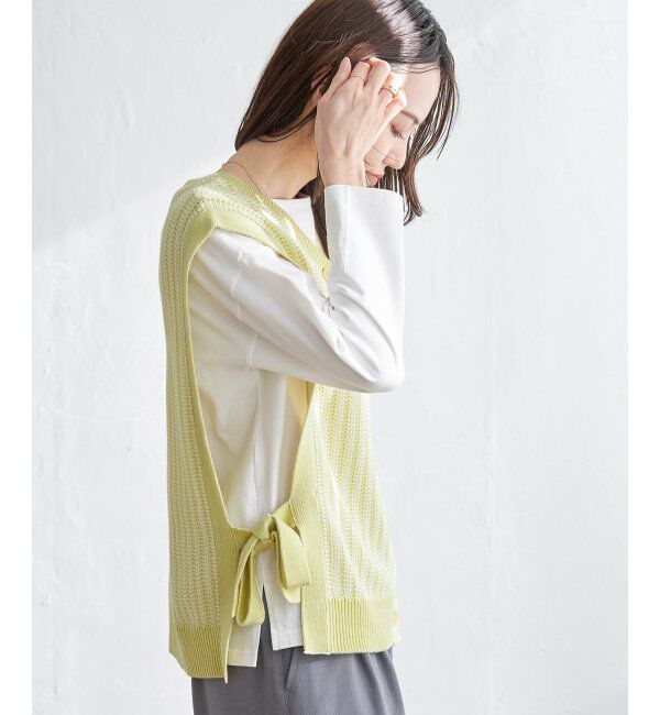 ikka「2WAYサイドリボンニットベスト」|ニット・セーター|