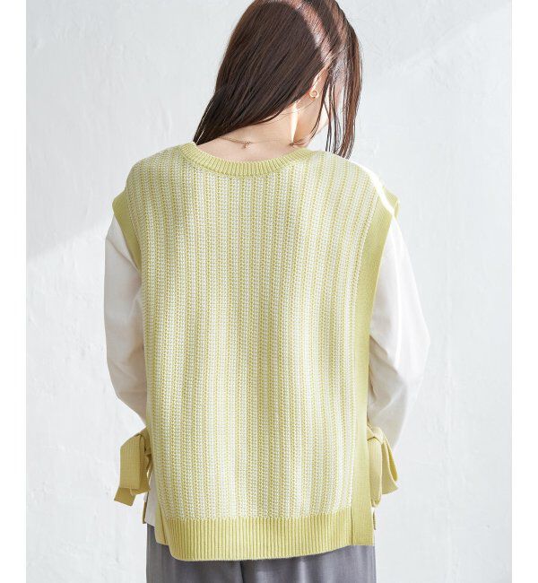 ikka「2WAYサイドリボンニットベスト」|ニット・セーター|