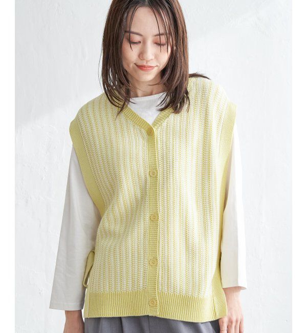 ikka「2WAYサイドリボンニットベスト」|ニット・セーター|
