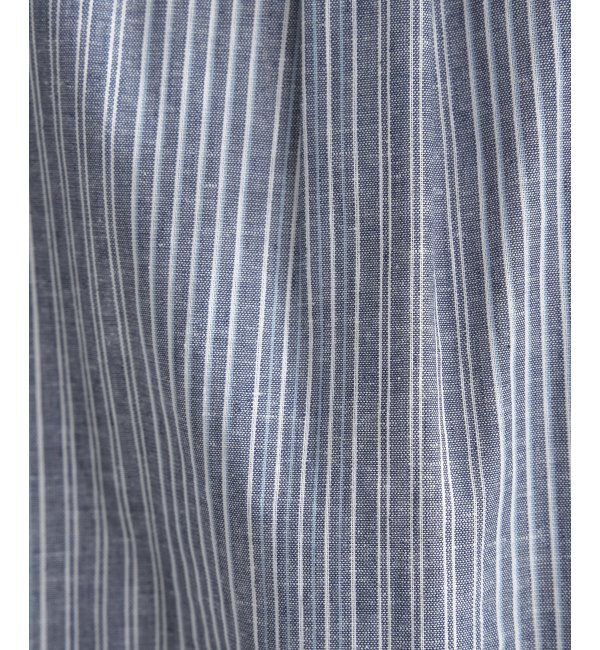 ikka「【吸水速乾】7分袖イージーケアリネンストライプシャツ」|シャツ・ブラウス|