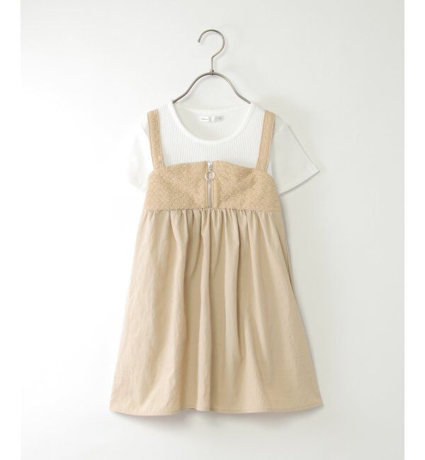 ikka kids「フクレジャカード切り替えジップ使いワンピース（120~160cm）」|スカート|ベージュ