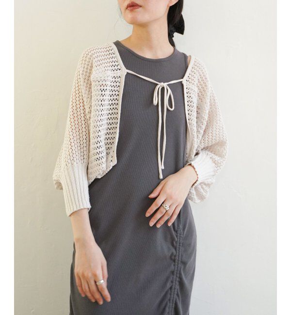 VENCE share style「透かし編みメッシュボレロ」|カーディガン|オフホワイト