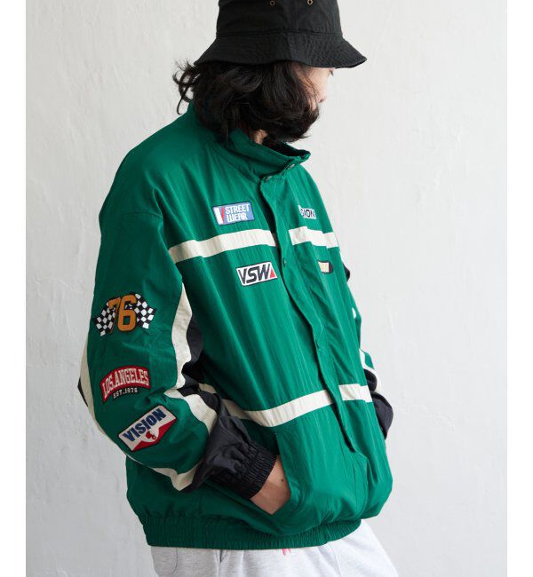 VENCE share style「【ユニセックス】VISION STREET WEAR ヴィジョンストリートウェア スタンドレーシングジャケット」|ブルゾン・スタジャン|グリーン
