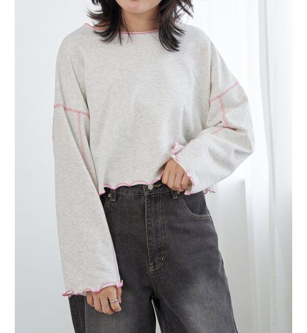 VENCE share style「裏毛配色ステッチトップス」|スウェット・ジャージ|