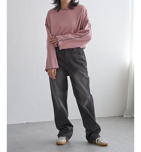 VENCE share style「裏毛配色ステッチトップス」|スウェット・ジャージ|