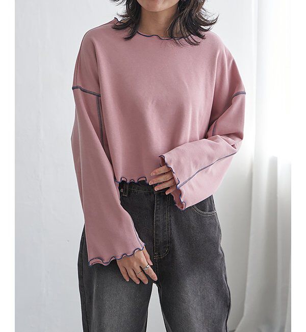 VENCE share style「裏毛配色ステッチトップス」|スウェット・ジャージ|