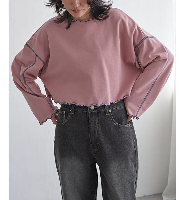 VENCE share style「裏毛配色ステッチトップス」|スウェット・ジャージ|