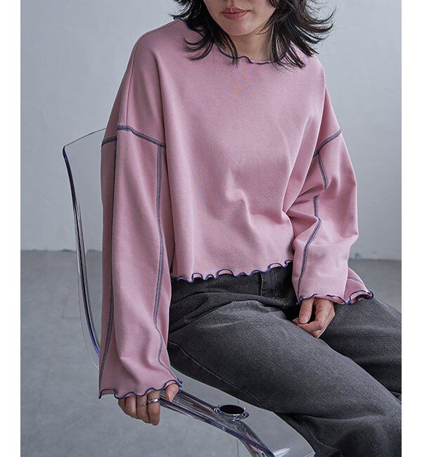 VENCE share style「裏毛配色ステッチトップス」|スウェット・ジャージ|