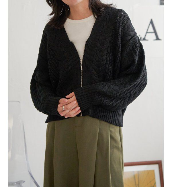 VENCE share style「ケーブルショートカーディガン」|カーディガン|ブラック