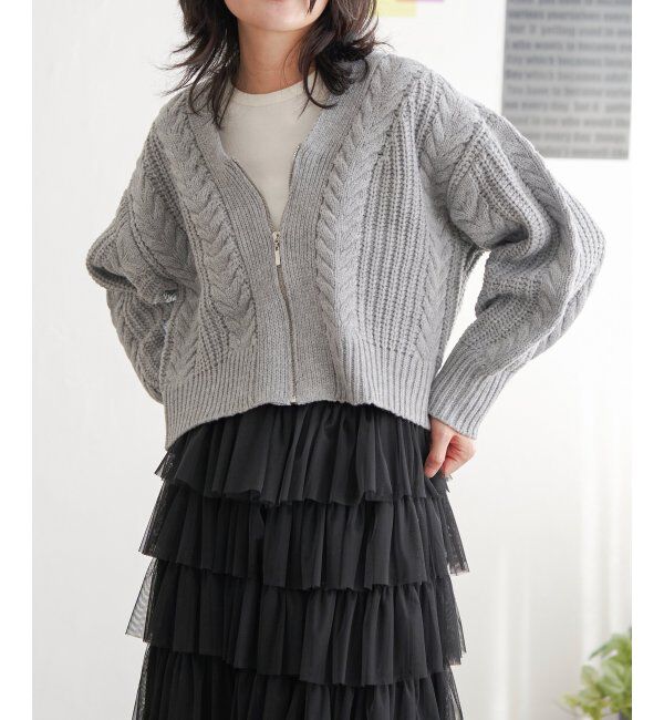 VENCE share style「ケーブルショートカーディガン」|カーディガン|