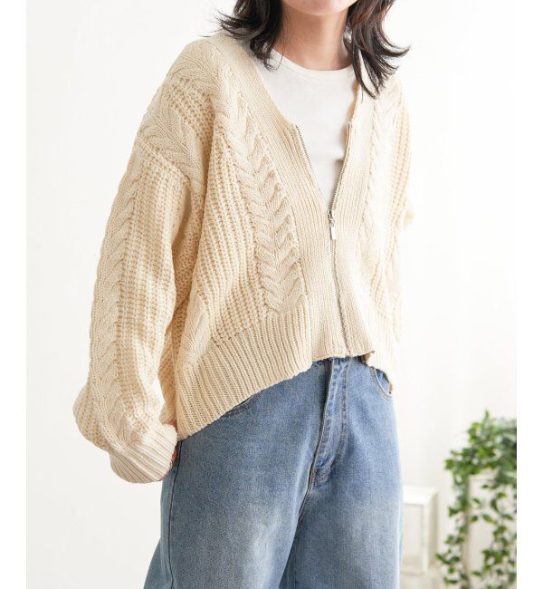 VENCE share style「ケーブルショートカーディガン」|カーディガン|