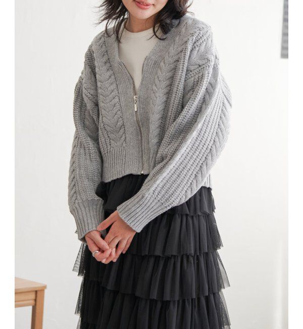 VENCE share style「ケーブルショートカーディガン」|カーディガン|