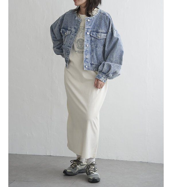 VENCE share style「デニムノーカラーGジャン」|ブルゾン・スタジャン|