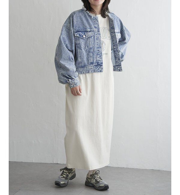 VENCE share style「デニムノーカラーGジャン」|ブルゾン・スタジャン|