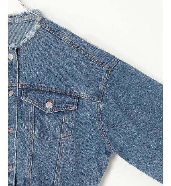 VENCE share style「デニムノーカラーGジャン」|ブルゾン・スタジャン|