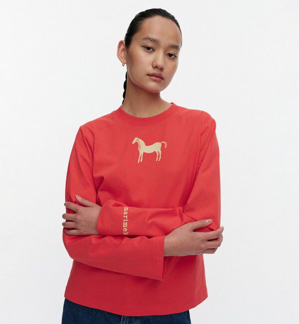 Marimekko「Elve Musta Tamma Placement カットソー」|シャツ・ブラウス|