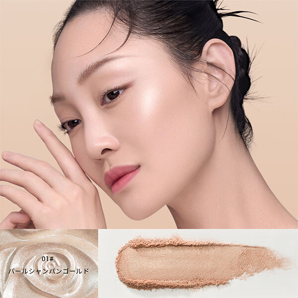  「花西子 双花彫刻ハイライト 01パールシャンパンゴールド (10g)」|その他|