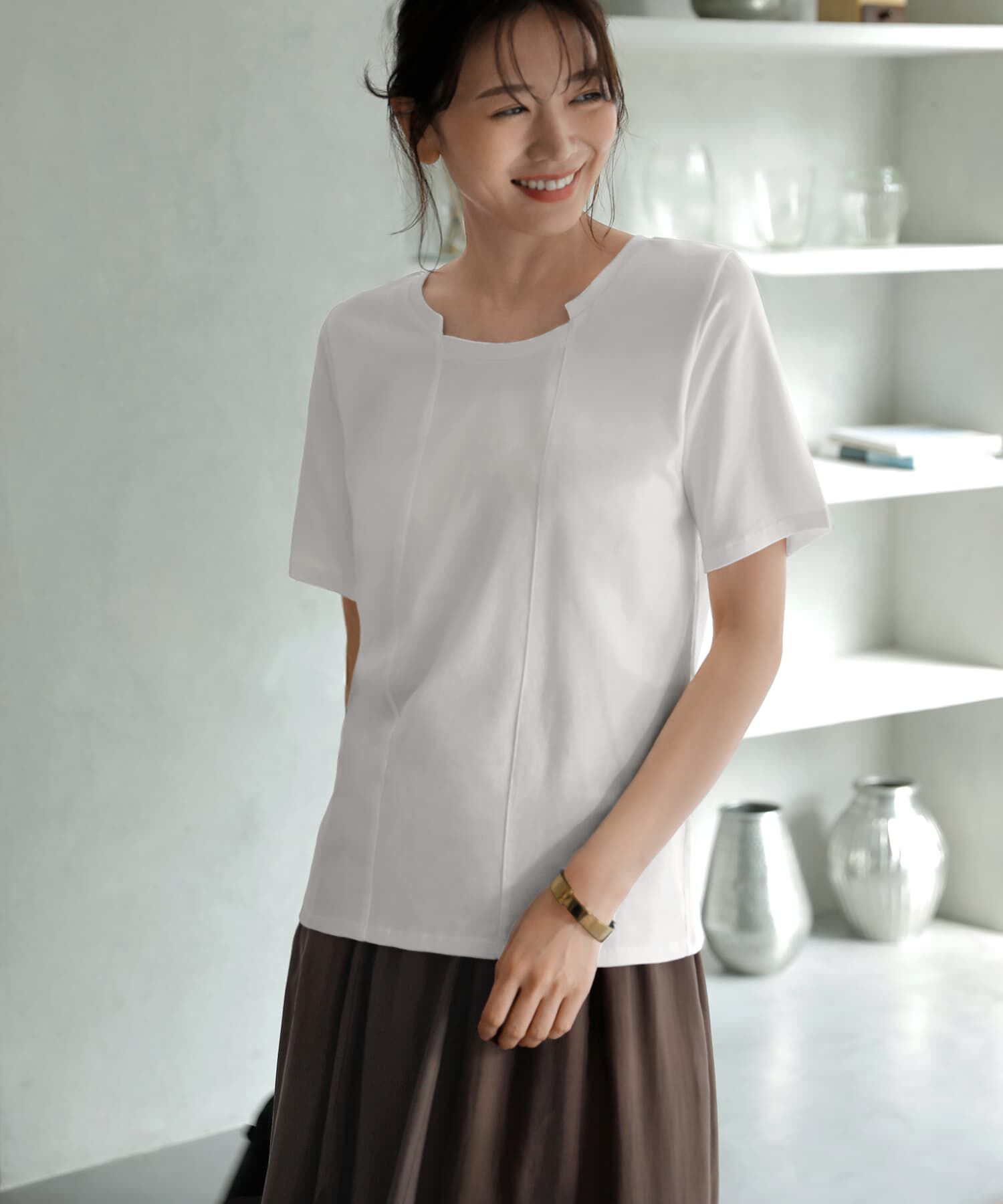 STYLE DELI「首元デザインカットソートップス」|Tシャツ・カットソー|ホワイト