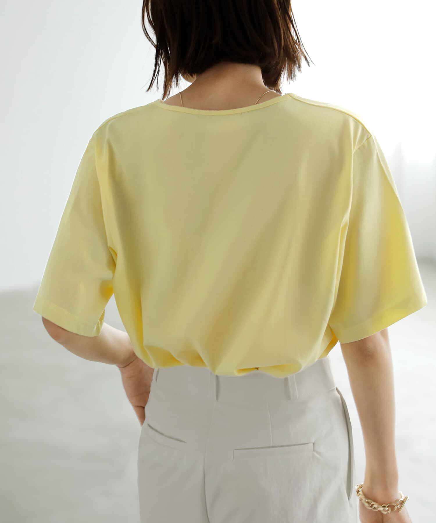 STYLE DELI「デコルテが開いたヌケ感５分袖Tシャツ」|Tシャツ・カットソー|