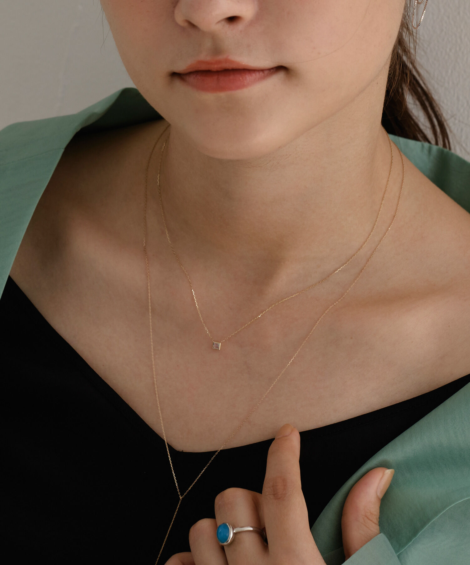 JUPITER「【K10】レインボームーンストーンネックレス/天然石<全長40.5㎝(調節した時の長さ37.5㎝)>」|ネックレス|