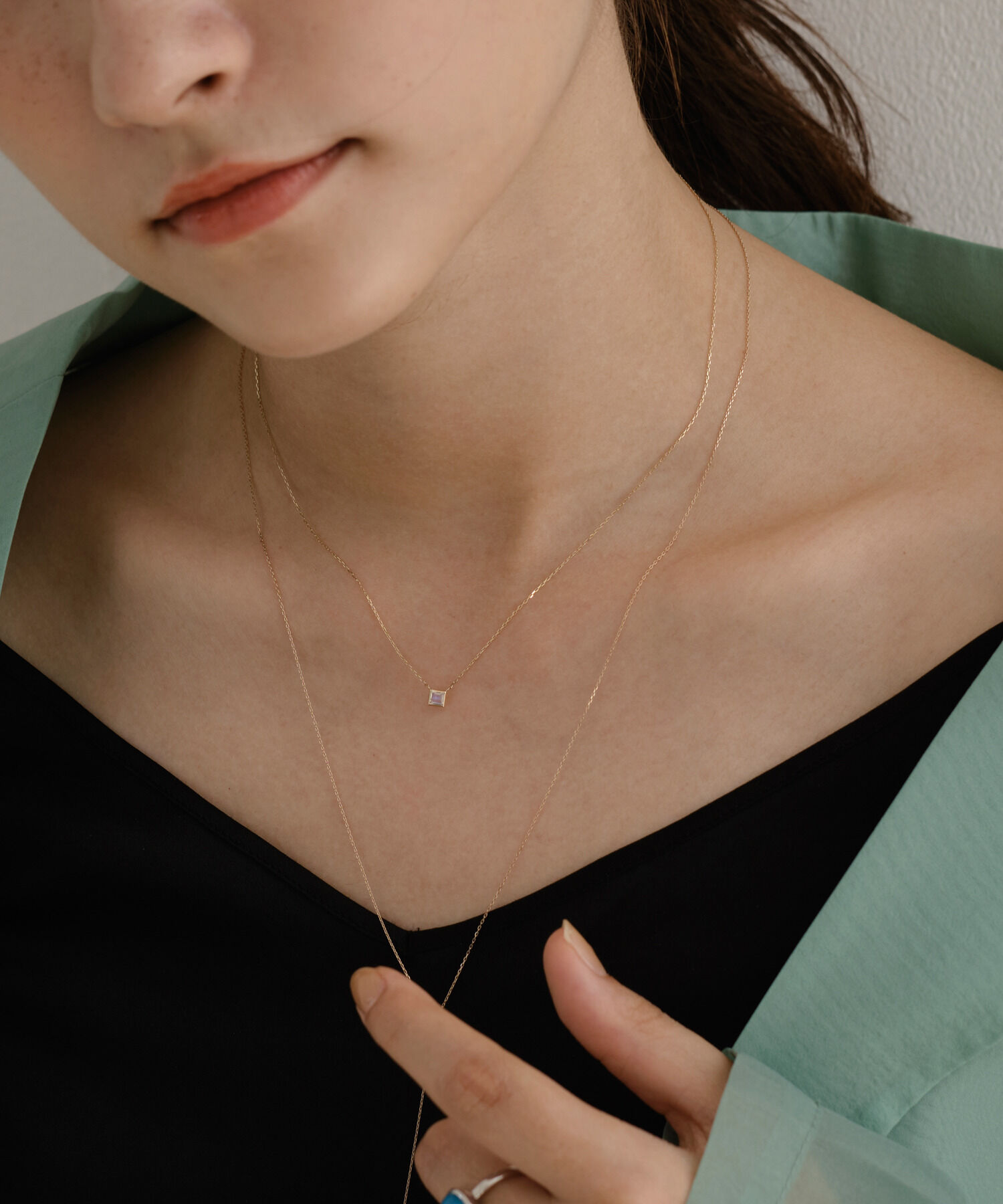 JUPITER「【K10】レインボームーンストーンネックレス/天然石<全長40.5㎝(調節した時の長さ37.5㎝)>」|ネックレス|