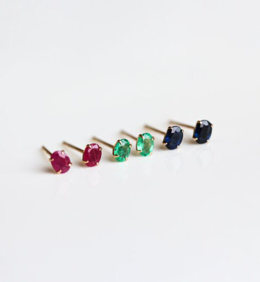  「カラーストーン ピアス | K10YG」|ピアス|5月 エメラルド