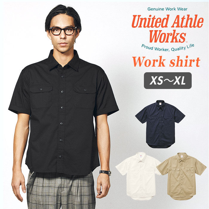 BACKYARD FAMILY「ユナイテッドアスレ ワークシャツ 通販 半袖 アメカジ シャツ メンズ おしゃれ 作業着 シンプル」|シャツ・ブラウス|