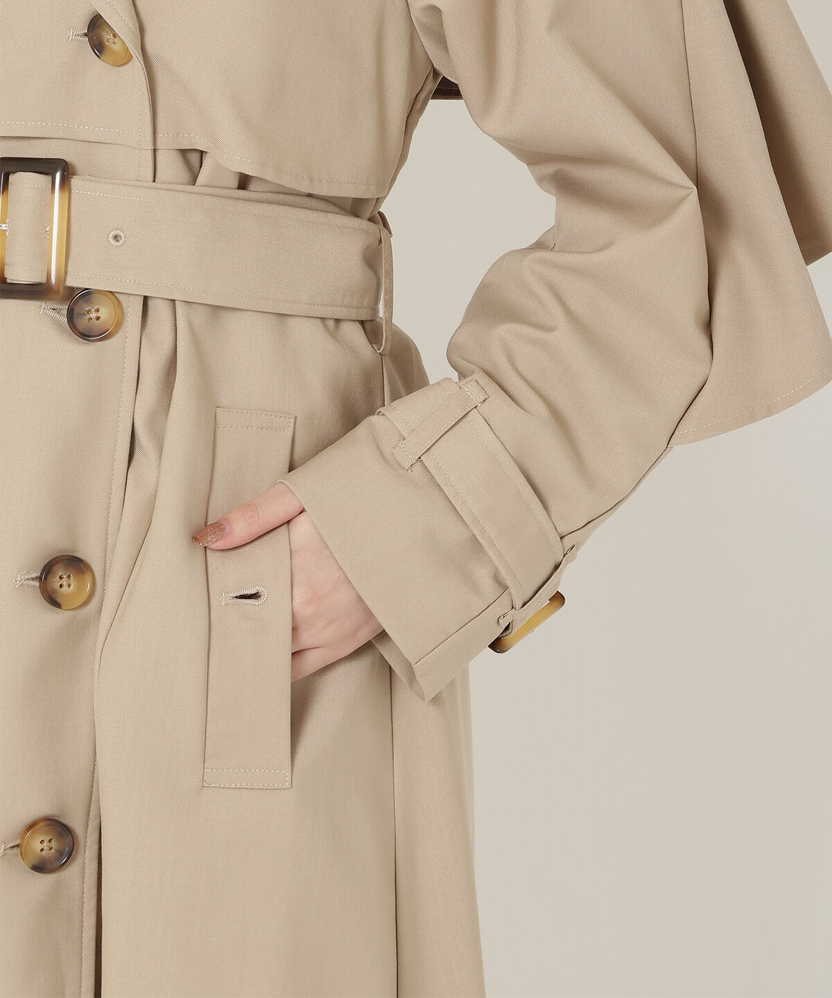 REDYAZEL「バックフリルケープトレンチコート」|トレンチコート|