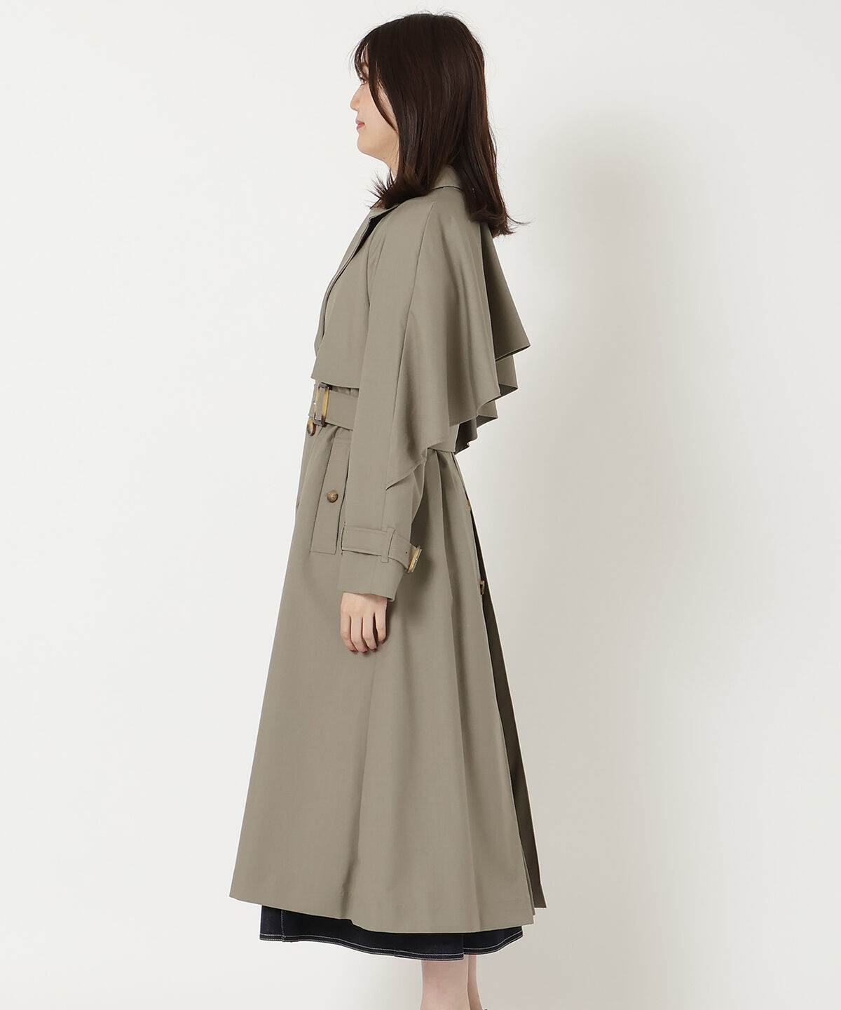 REDYAZEL「バックフリルケープトレンチコート」|トレンチコート|